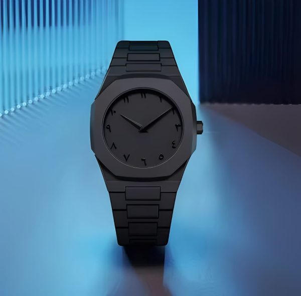 Black Aura Quartz Watch – Lightweight Arabic Dial Men’s Watch