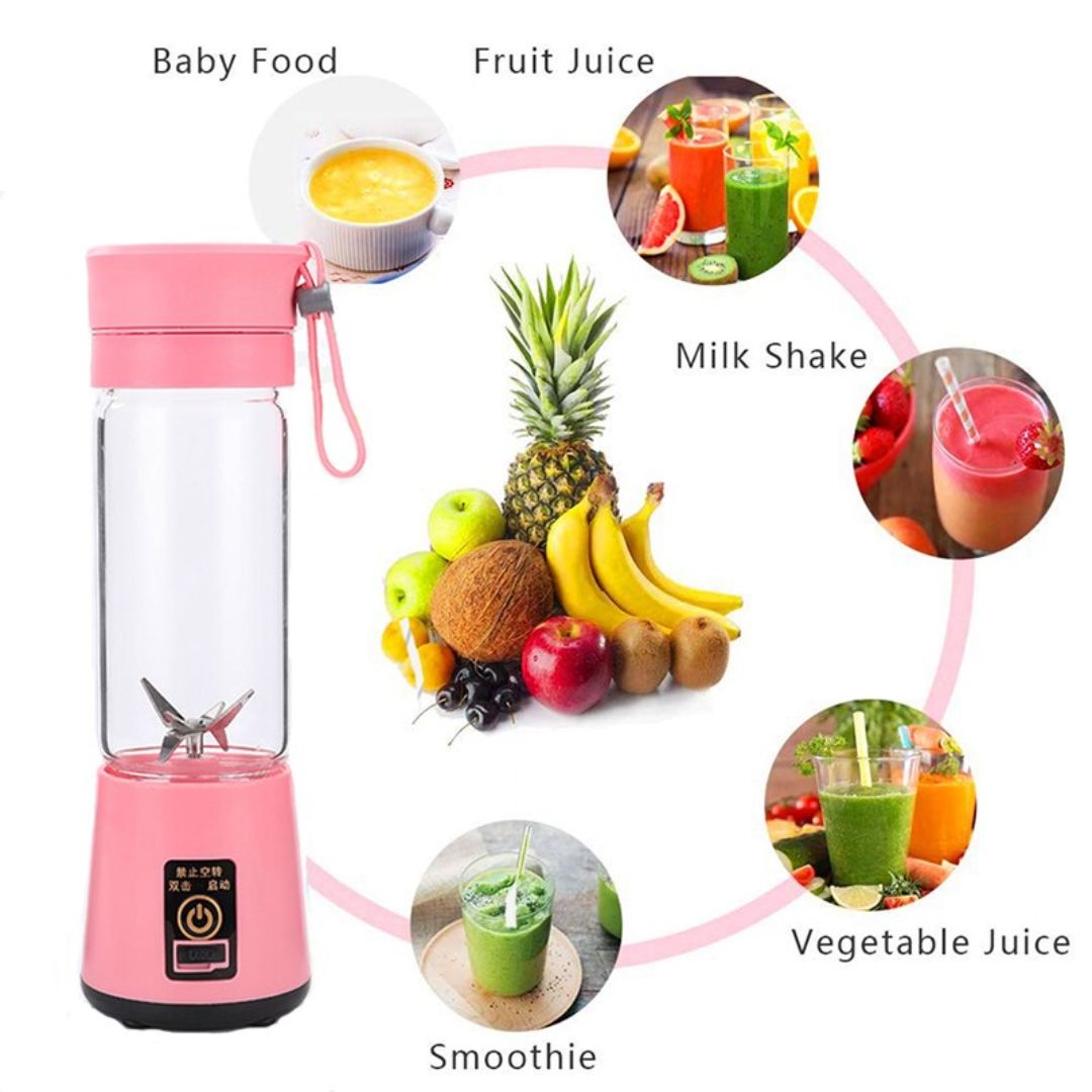 Portable USB Juicer Bottle – 6-Blade Rechargeable Mini Smoothie Maker & Ice Crusher