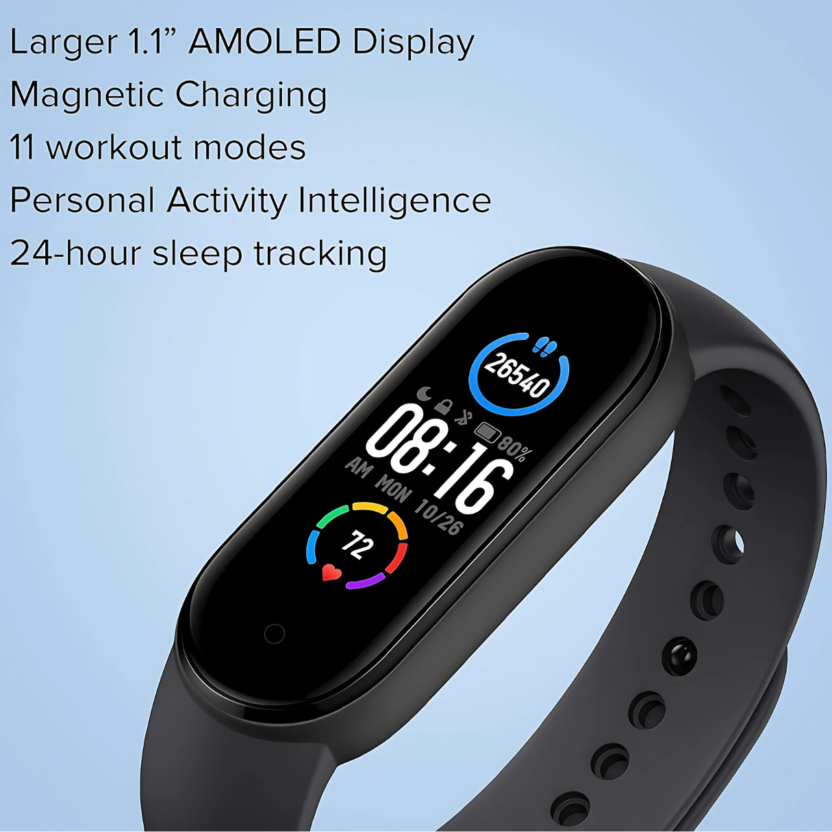 M5 Band Sport Wristband | Smart Fitness Tracker with AMOLED Display, 11 Sports Modes, and 24/7 Health Monitoring