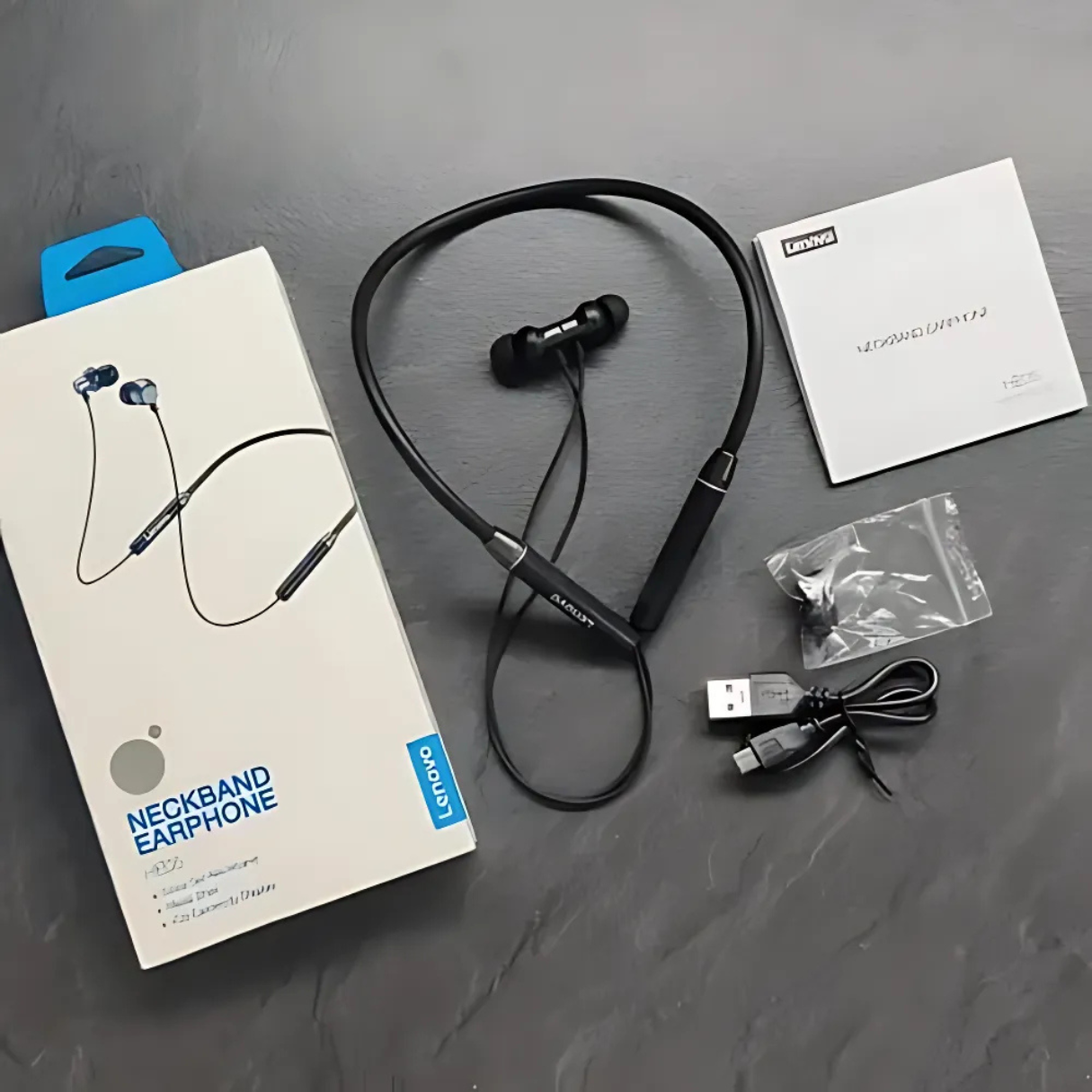 Lenovo HE05 Wireless Bluetooth 5.0 Neckband Earbuds – Hi-Fi Bass, Magnetic In-Ear Sports Headset | Waterproof, Long Battery Life