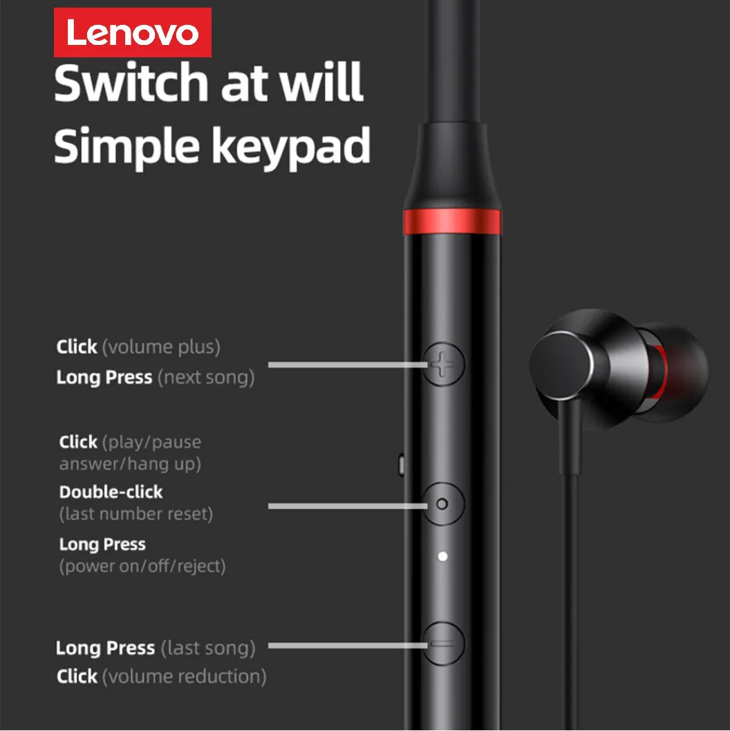 Lenovo HE05X 2 Bluetooth 5.3 Neckband Earphones – Magnetic, HiFi Bass, Waterproof, Noise-Cancelling