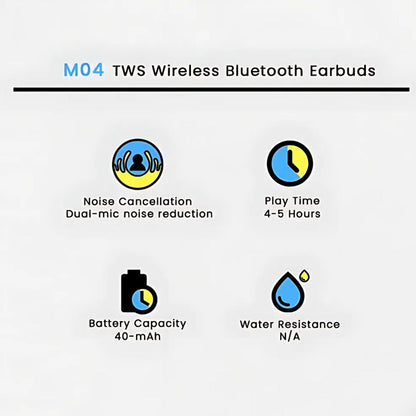 M04 Wireless Earbuds 895B – Bluetooth 5.3 | LED Battery Display | Type-C Fast Charging | Immersive Sound
