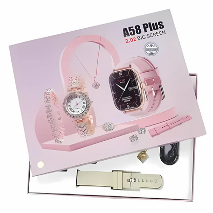 A58 Plus 6-in-1 Smartwatch for Women – Stylish Fitness Watch & Perfect for Gifting