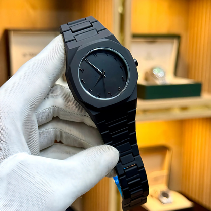 Black Aura Quartz Watch – Lightweight Arabic Dial Men’s Watch