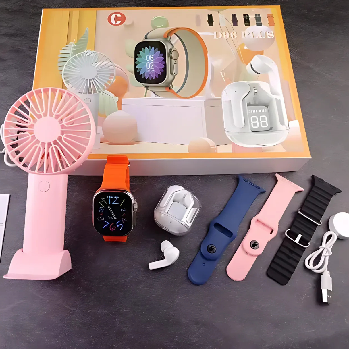 D96 Plus Smartwatch Suit – 9-in-1 Wearable for Health, Fitness & Daily Use