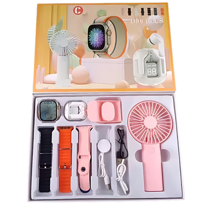 D96 Plus Smartwatch Suit – 9-in-1 Wearable for Health, Fitness & Daily Use