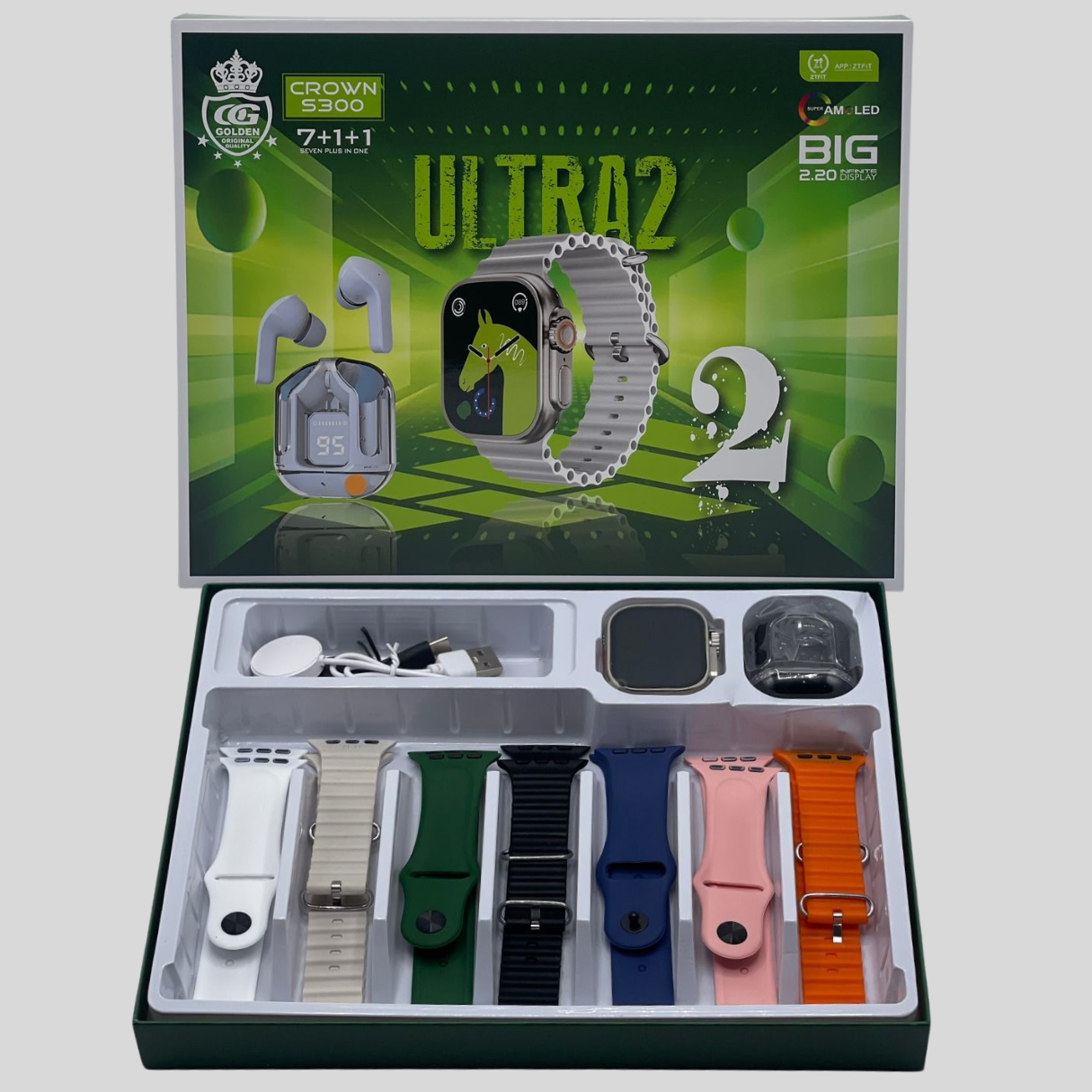 7-in-1 Smartwatch Bundle with Free Straps & Earbuds