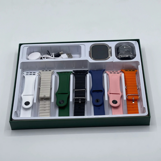 7-in-1 Smartwatch Bundle with Free Straps & Earbuds