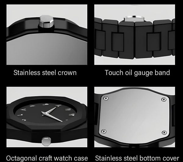 Black Aura Quartz Watch – Lightweight Arabic Dial Men’s Watch